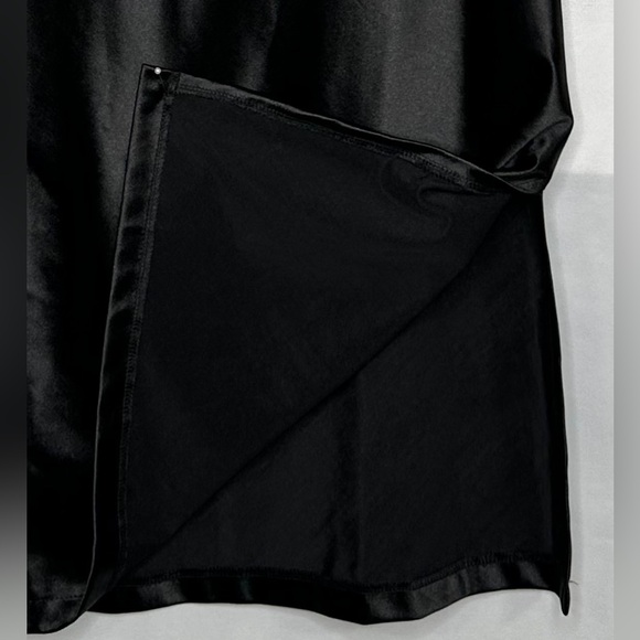 Xxxiticat Black Shiny Slip Dress Adj Straps Side Slit Hidden Zip Witchy Goth SzS - Picture 6 of 11